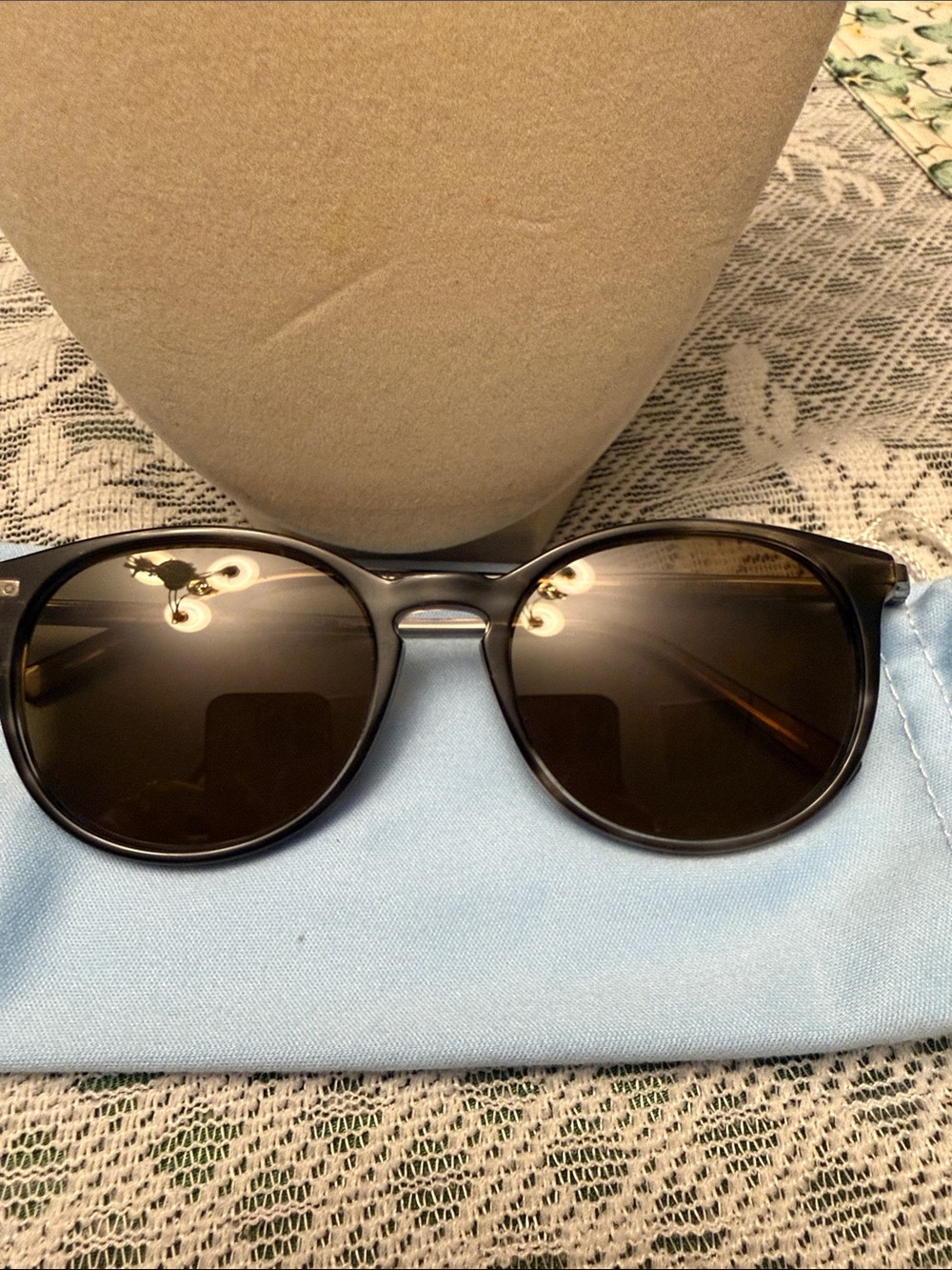 Salvatore Ferragamo SF911S Round Sunglasses Brown Striped Gray Italy - Picture 2 of 7